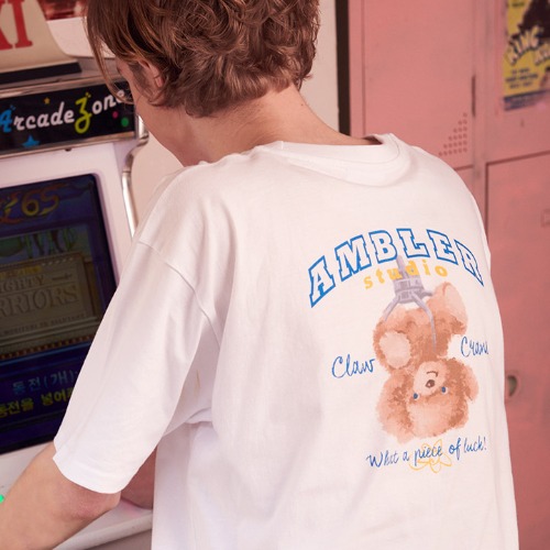 엠블러 남여공용 Claw Machine Game 오버핏 반팔 티셔츠 AS921 (화이트)