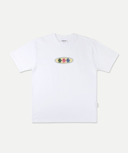 엠블러 남여공용 Circle bear 오버핏 반팔 티셔츠 AS1117 (화이트)