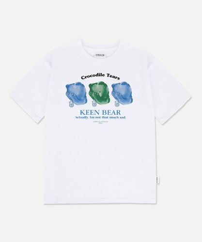 엠블러 남여공용 Sad bear? 오버핏 반팔 티셔츠 AS1115 (화이트)