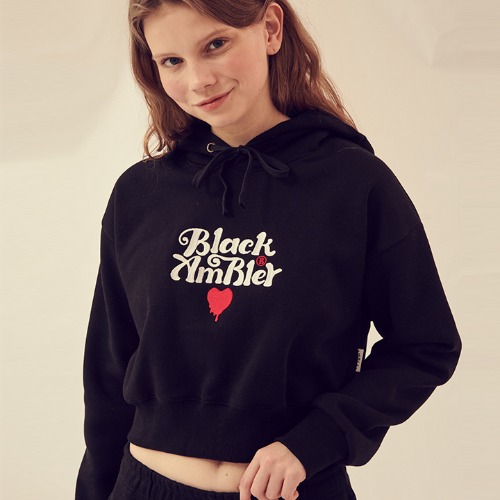 엠블러 Black Ambler 크롭 기모 후드 티셔츠 AHC101 (BLACK)