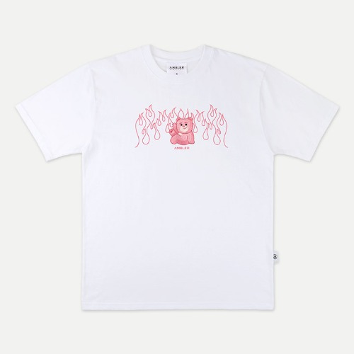 엠블러X벨리곰 남여공용 BLAZE 오버핏 반팔 티셔츠 BS107 (화이트)