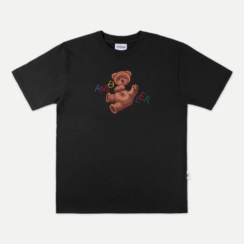 엠블러 남여공용 Balloon bear 오버핏 반팔 티셔츠 AS905 (블랙)