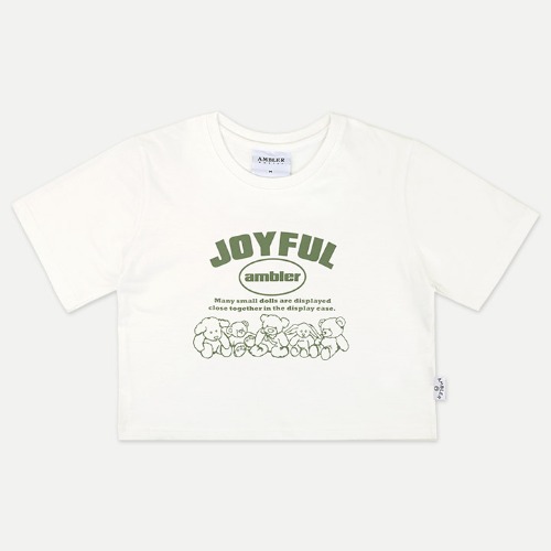 엠블러 Joyful 크롭 반팔 티셔츠 ACR301 (크림)
