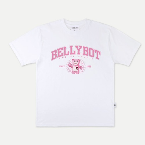 엠블러X벨리곰 남여공용 Bellybot 오버핏 반팔 티셔츠 BS207 (화이트)