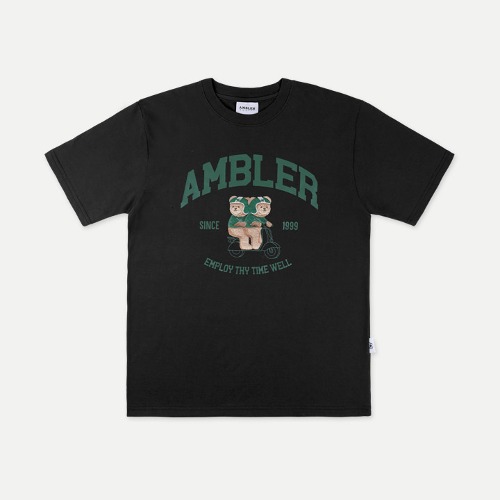 엠블러 남여공용 [16수] Delivery bear 오버핏 반팔 티셔츠 AS1014 (블랙)