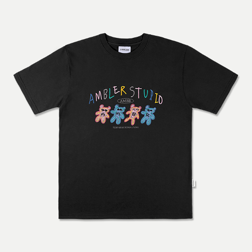 엠블러 남여공용 [16수] Four Bears 오버핏 반팔 티셔츠 AS1023 (블랙)