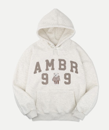 엠블러 남여공용 99 AMBLER 오버핏 기모 후드 티셔츠 AHP1019 (오트밀)
