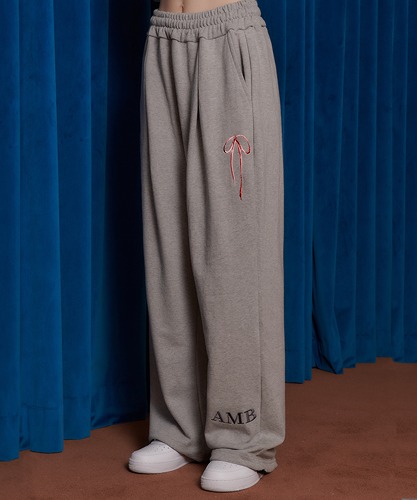 엠블러 Pants with ribbon 남여공용 원턱 2-Way 트레이닝 스웨트 팬츠 AP801 (멜란지)