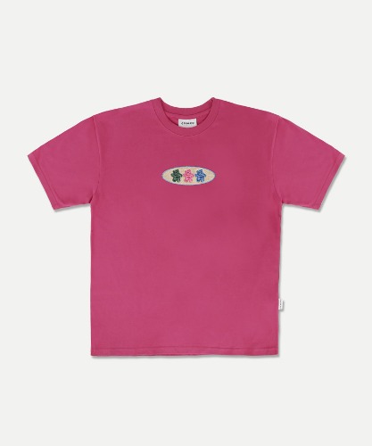 엠블러 남여공용 Circle bear 오버핏 반팔 티셔츠 AS1117 (핑크)