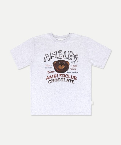 엠블러 남여공용 Sweet Cookie 오버핏 반팔 티셔츠 AS1118 (백멜란지)
