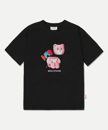 엠블러X벨리곰 남여공용 Belly ballon 오버핏 반팔 티셔츠 BS303 (블랙)