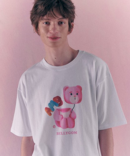 엠블러X벨리곰 남여공용 Belly ballon 오버핏 반팔 티셔츠 BS303 (화이트)